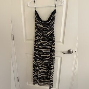 ZARA Zebra Print Strapless Dress